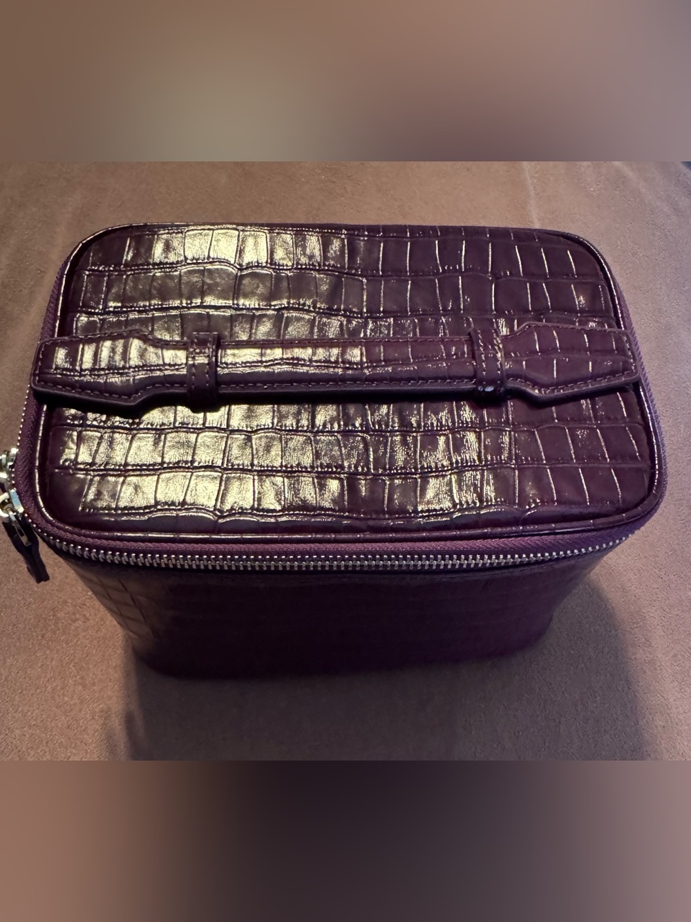 Croc-Embossed Shiny Purple Zip Cosmetic Case NWOT